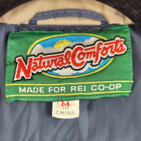 Swan Brand Puffer Vest Mens M Tan Zip Snap Big Collar Grey Duck Down VTG 70’s - Picture 4 of 16